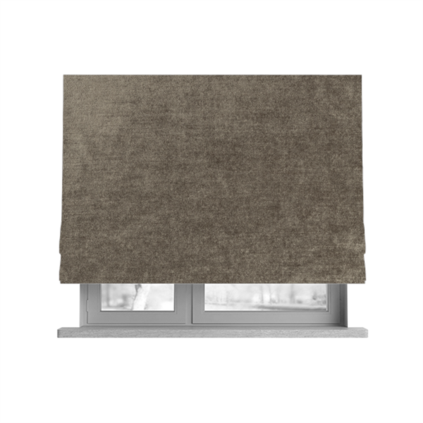 Liberty Textured Plain Shimmer Velvet Brown Upholstery Fabric CTR-2368 - Roman Blinds