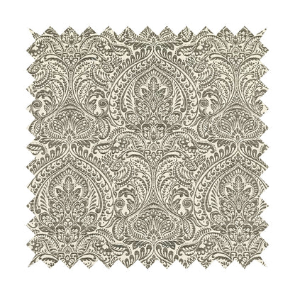 Zenith Collection In Smooth Chenille Finish Grey Black Colour Damask Pattern Upholstery Fabric CTR-237 - Handmade Cushions