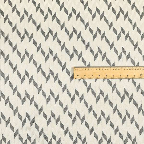 Zenith Collection In Smooth Chenille Finish Grey Black Colour Geometric Pattern Upholstery Fabric CTR-238 - Roman Blinds