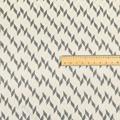 Zenith Collection In Smooth Chenille Finish Grey Black Colour Geometric Pattern Upholstery Fabric CTR-238 - Roman Blinds