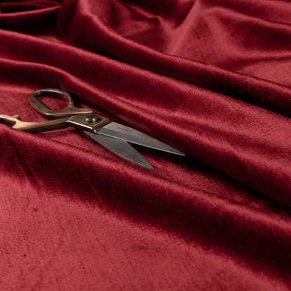 Liberty Textured Plain Shimmer Velvet Red Upholstery Fabric CTR-2385 - Roman Blinds