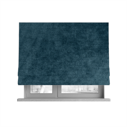 Liberty Textured Plain Shimmer Velvet Blue Upholstery Fabric CTR-2386 - Roman Blinds