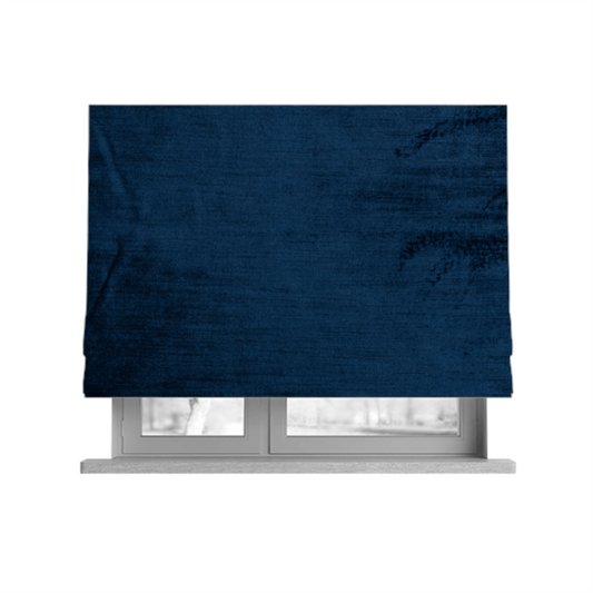Liberty Textured Plain Shimmer Velvet Navy Blue Upholstery Fabric CTR-2387 - Roman Blinds