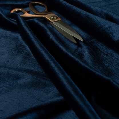Liberty Textured Plain Shimmer Velvet Navy Blue Upholstery Fabric CTR-2387