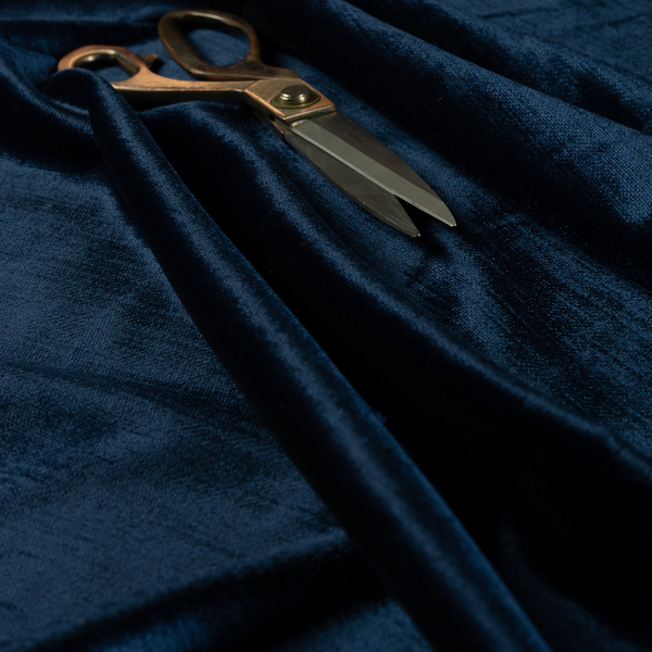 Liberty Textured Plain Shimmer Velvet Navy Blue Upholstery Fabric CTR-2387 - Made To Measure Curtains