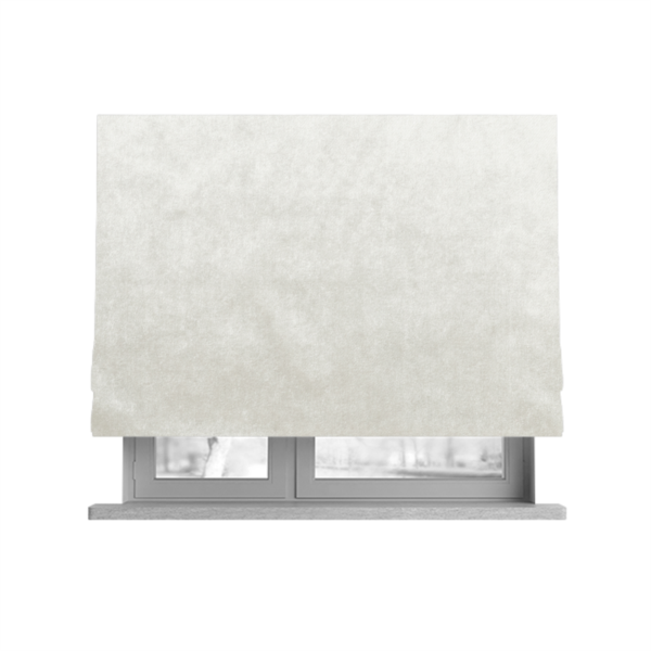 Madrid Soft Plain Shimmer Velvet White Upholstery Fabric CTR-2388 - Roman Blinds
