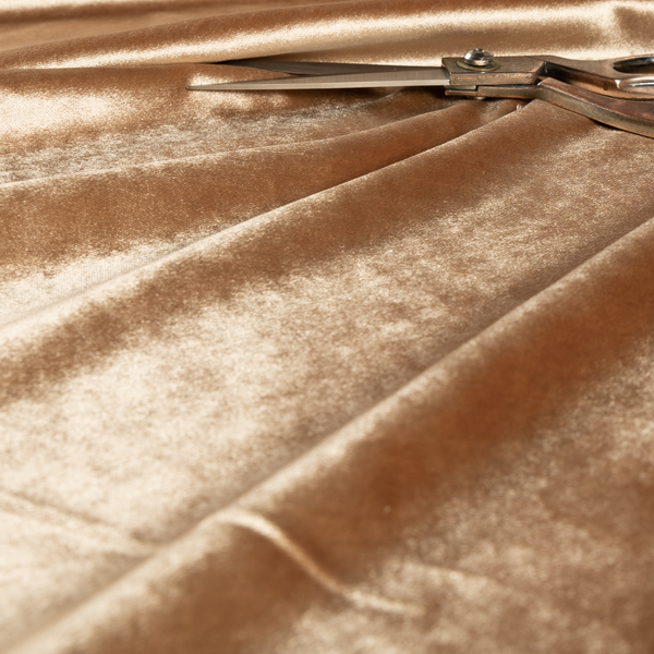 Madrid Soft Plain Shimmer Velvet Golden Brass Upholstery Fabric CTR-2391 - Roman Blinds