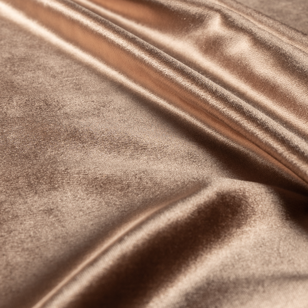 Madrid Soft Plain Shimmer Velvet Copper Brown Upholstery Fabric CTR-2392