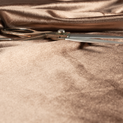 Madrid Soft Plain Shimmer Velvet Copper Brown Upholstery Fabric CTR-2392 - Roman Blinds