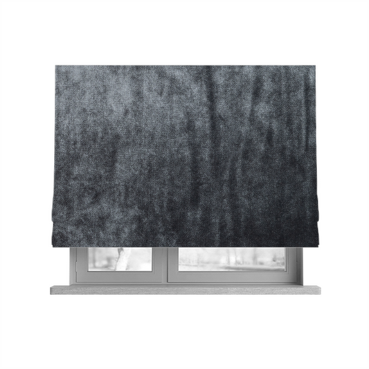 Madrid Soft Plain Shimmer Velvet Steel Grey Upholstery Fabric CTR-2398 - Roman Blinds
