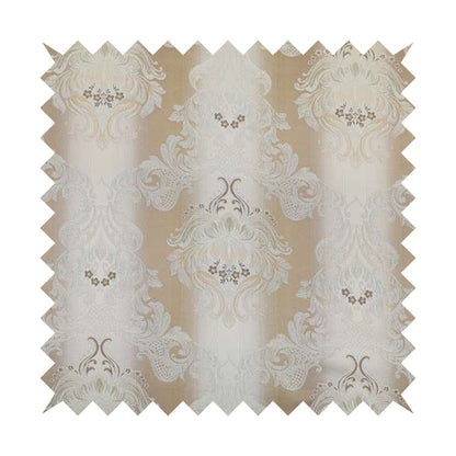 Esma Traditional Damask Pattern Fabric Cream Brown Colour Interior Fabrics CTR-24 - Roman Blinds