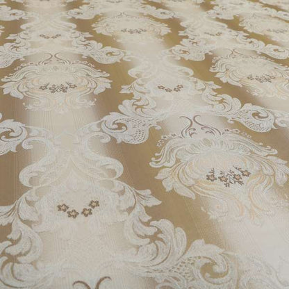 Esma Traditional Damask Pattern Fabric Cream Brown Colour Interior Fabrics CTR-24 - Made To Measure Curtains