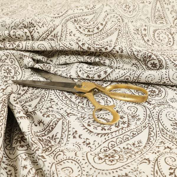 Istanbul Range Of Faint Paisley Pattern In Brown Colour Furnishing Fabric CTR-240