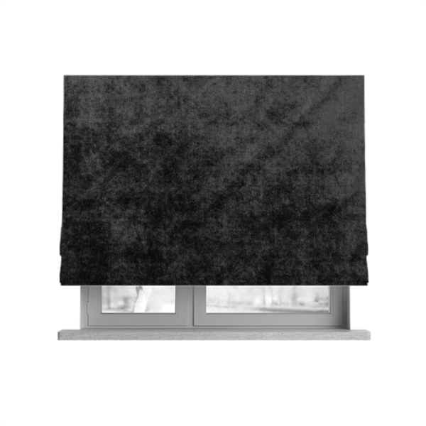 Madrid Soft Plain Shimmer Velvet Charcoal Grey Upholstery Fabric CTR-2402 - Roman Blinds