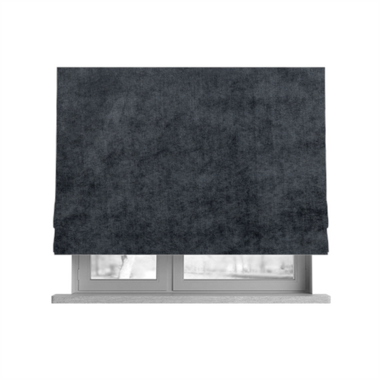 Madrid Soft Plain Shimmer Velvet Graphite Grey Upholstery Fabric CTR-2403 - Roman Blinds