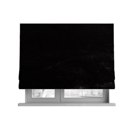 Madrid Soft Plain Shimmer Velvet Black Upholstery Fabric CTR-2404 - Roman Blinds