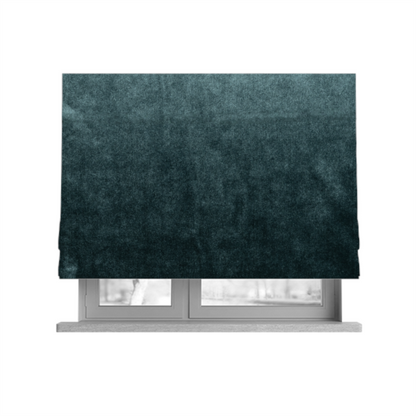 Madrid Soft Plain Shimmer Velvet Teal Blue Upholstery Fabric CTR-2408 - Roman Blinds