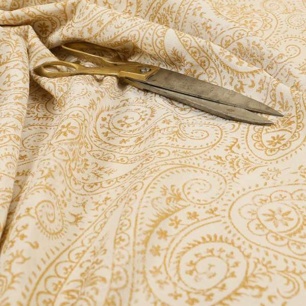 Istanbul Range Of Faint Paisley Pattern In Gold Yellow Colour Furnishing Fabric CTR-241 - Made To Measure Curtains