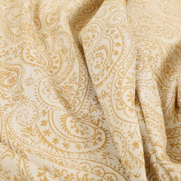 Istanbul Range Of Faint Paisley Pattern In Gold Yellow Colour Furnishing Fabric CTR-241 - Made To Measure Curtains