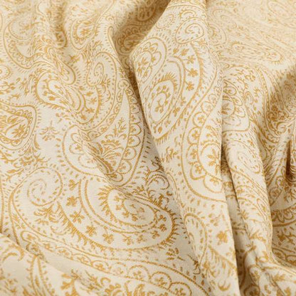 Istanbul Range Of Faint Paisley Pattern In Gold Yellow Colour Furnishing Fabric CTR-241 - Handmade Cushions