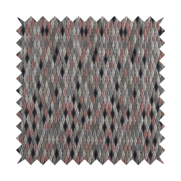 Morelia Mosaic Pattern Quilted Grey Pink Upholstery Fabric CTR-2410 - Made To Measure Curtains