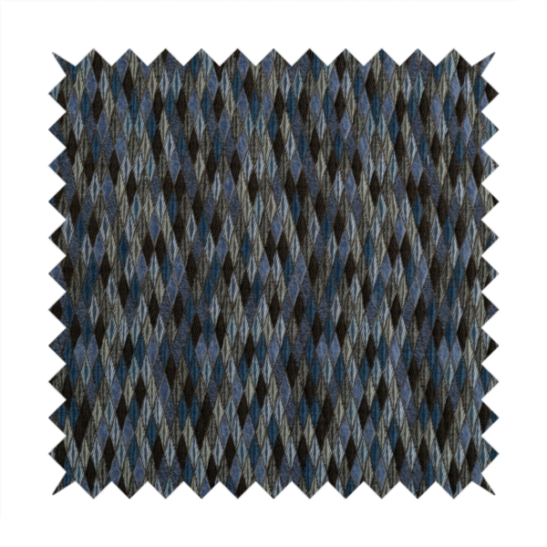 Morelia Mosaic Pattern Quilted Blue Black Upholstery Fabric CTR-2413 - Made To Measure Curtains