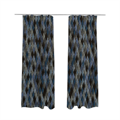 Morelia Mosaic Pattern Quilted Blue Black Upholstery Fabric CTR-2413 - Made To Measure Curtains