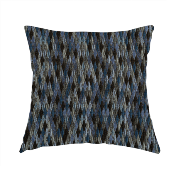 Morelia Mosaic Pattern Quilted Blue Black Upholstery Fabric CTR-2413 - Handmade Cushions