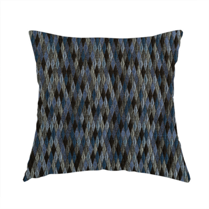 Morelia Mosaic Pattern Quilted Blue Black Upholstery Fabric CTR-2413 - Handmade Cushions