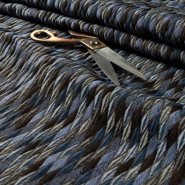 Morelia Mosaic Pattern Quilted Blue Black Upholstery Fabric CTR-2413 - Made To Measure Curtains