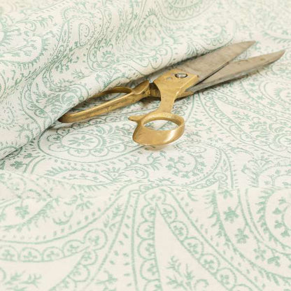 Istanbul Range Of Faint Paisley Pattern In Green Colour Furnishing Fabric CTR-242 - Made To Measure Curtains