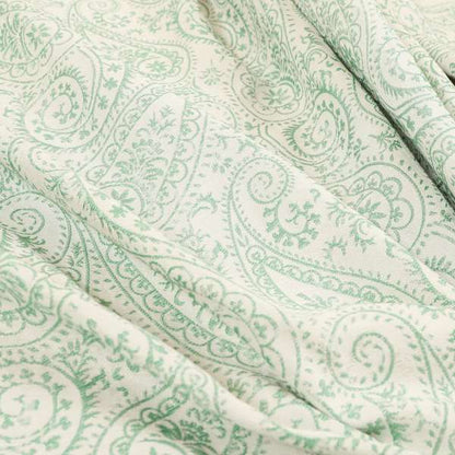 Istanbul Range Of Faint Paisley Pattern In Green Colour Furnishing Fabric CTR-242