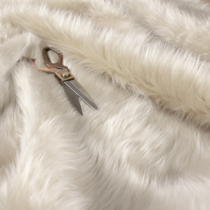 Silkie Faux Fur Material Cream Colour Fabric CTR-2420