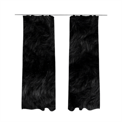 Silkie Faux Fur Material Black Colour Fabric CTR-2422 - Made To Measure Curtains