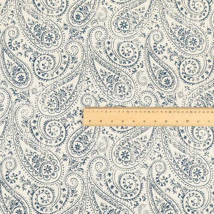 Istanbul Range Of Faint Paisley Pattern In Blue Colour Furnishing Fabric CTR-243
