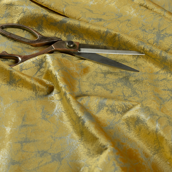 Brooklyn Marble Pattern Velvet Yellow Upholstery Fabric CTR-2439 - Roman Blinds