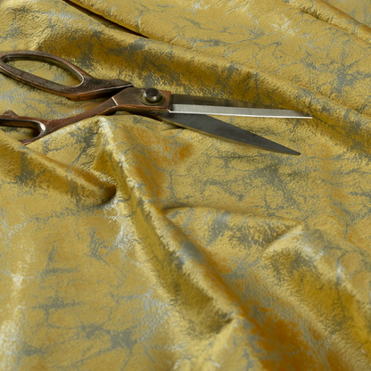 Brooklyn Marble Pattern Velvet Yellow Upholstery Fabric CTR-2439
