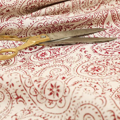 Istanbul Range Of Faint Paisley Pattern In Red Colour Furnishing Fabric CTR-244 - Made To Measure Curtains