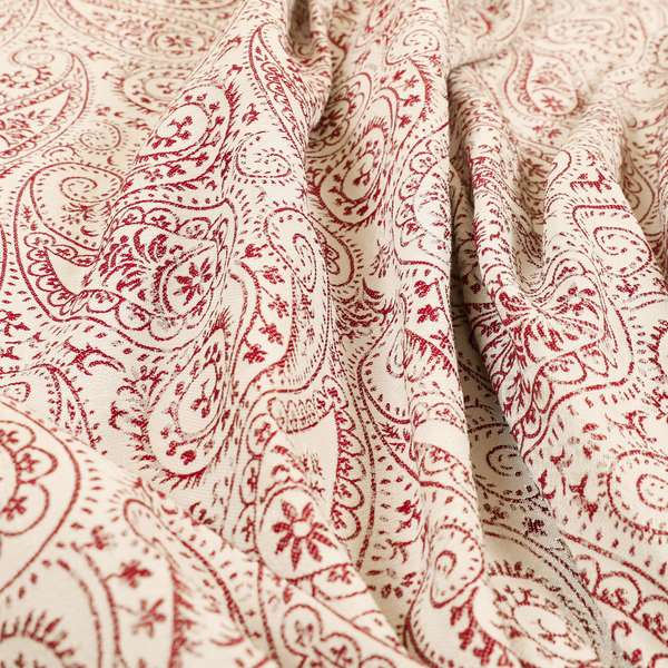 Istanbul Range Of Faint Paisley Pattern In Red Colour Furnishing Fabric CTR-244 - Made To Measure Curtains