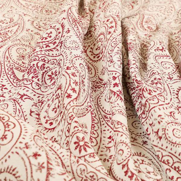 Istanbul Range Of Faint Paisley Pattern In Red Colour Furnishing Fabric CTR-244