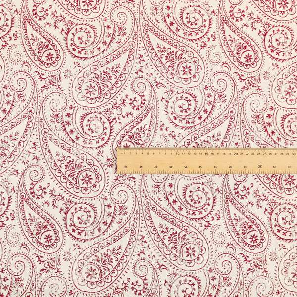 Istanbul Range Of Faint Paisley Pattern In Red Colour Furnishing Fabric CTR-244