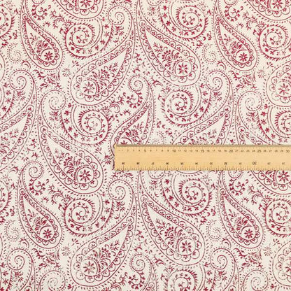 Istanbul Range Of Faint Paisley Pattern In Red Colour Furnishing Fabric CTR-244 - Made To Measure Curtains