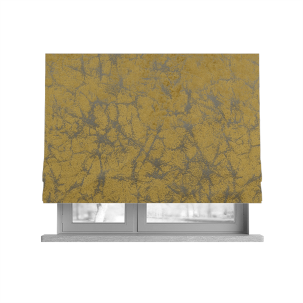 Brooklyn Marble Pattern Velvet Golden Yellow Upholstery Fabric CTR-2440 - Roman Blinds