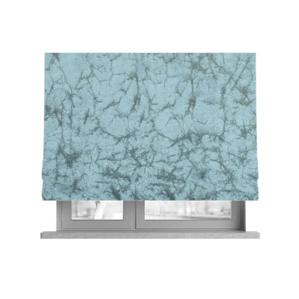 Brooklyn Marble Pattern Velvet Blue Upholstery Fabric CTR-2447 - Roman Blinds