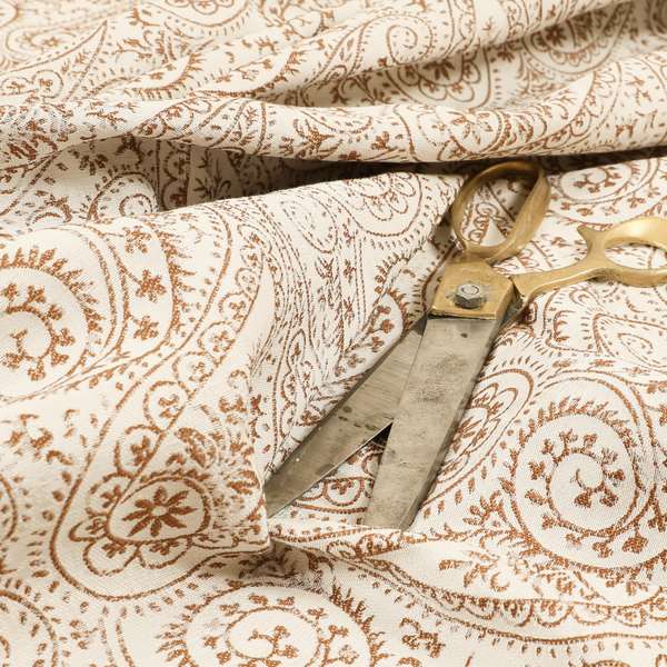 Istanbul Range Of Faint Paisley Pattern In Orange Colour Furnishing Fabric CTR-245 - Made To Measure Curtains