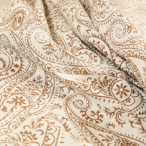 Istanbul Range Of Faint Paisley Pattern In Orange Colour Furnishing Fabric CTR-245 - Handmade Cushions