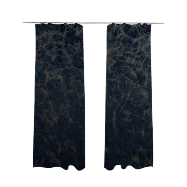 Brooklyn Marble Pattern Velvet Navy Blue Upholstery Fabric CTR-2452 - Made To Measure Curtains