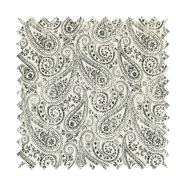 Istanbul Range Of Faint Paisley Pattern In Black Colour Furnishing Fabric CTR-246