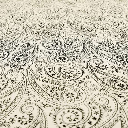 Istanbul Range Of Faint Paisley Pattern In Black Colour Furnishing Fabric CTR-246 - Made To Measure Curtains