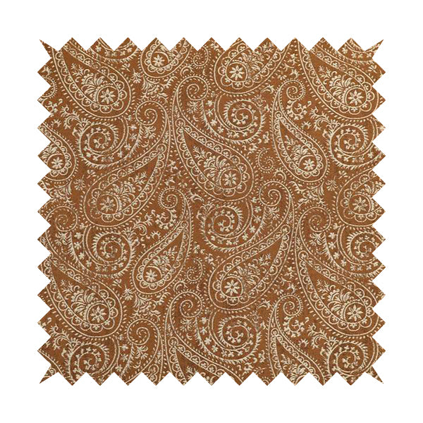 Istanbul Range Of Faint Paisley Pattern In Brown Rust Colour Furnishing Fabric CTR-247 - Handmade Cushions